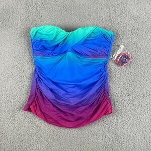 Bleu by Rod Beattie Women's Sz 10 Heat Of The Moment Twist Bandeau Tankini Top